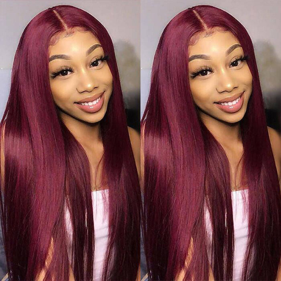 Wesface Glueless 99J Straight Wig 5x7 HD Pre-Cut Ready To Go Glueless Human Hair Wigs For Women