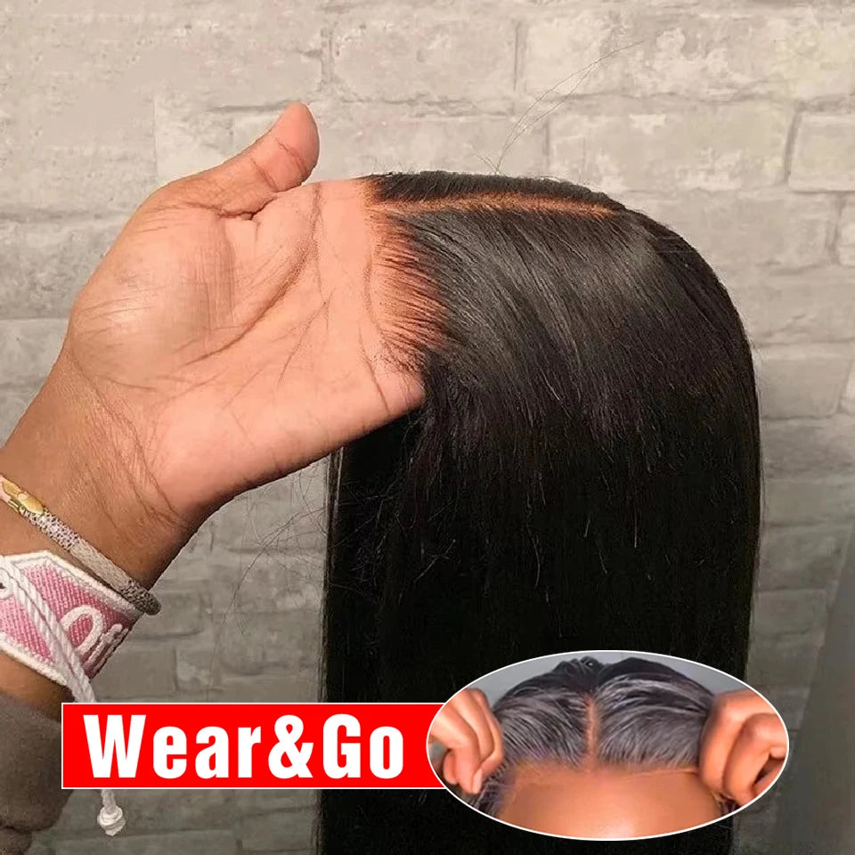 Wesface Wear Go Glueless Wig Brazilian Straight 9x6 Lace Closure Wig Human Hair Ready To Wear Pre Cut Pre plucked