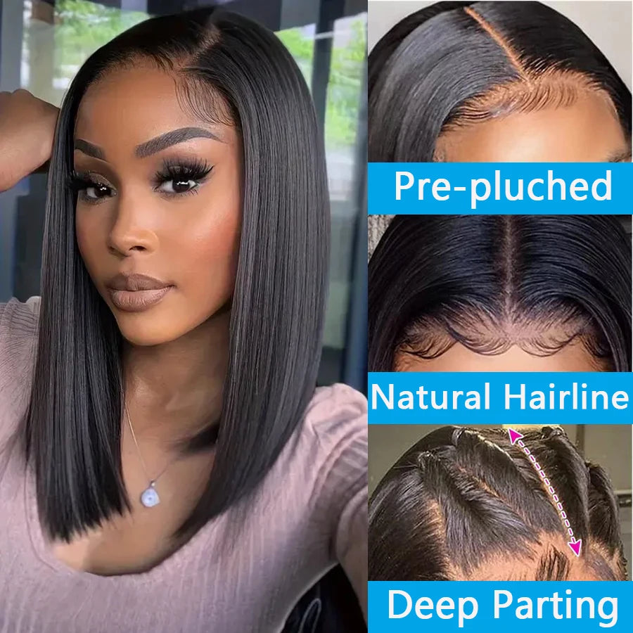 Wesface Wigs 13X4 Bob Wig Human Hair Straight Lace Front Wigs Human Hair Wigs for Black Women Short Bob Wigs bob human wigs Pre Plucked Natural Black Glueless bob Wig