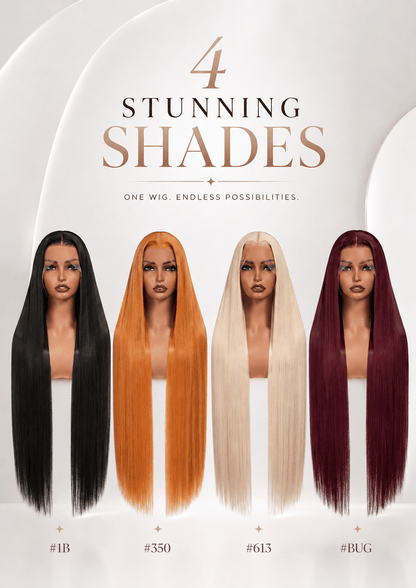 Wigaga Glueless 13x4 HD Lace Front Wig, 36 Inch Long Straight Synthetic Wig for Women, Middle Part Lace Wigs with Pre-Plucked Natural Hairline and Baby Hair, 200% Density Soft Lightweight Heat Resistant Fiber