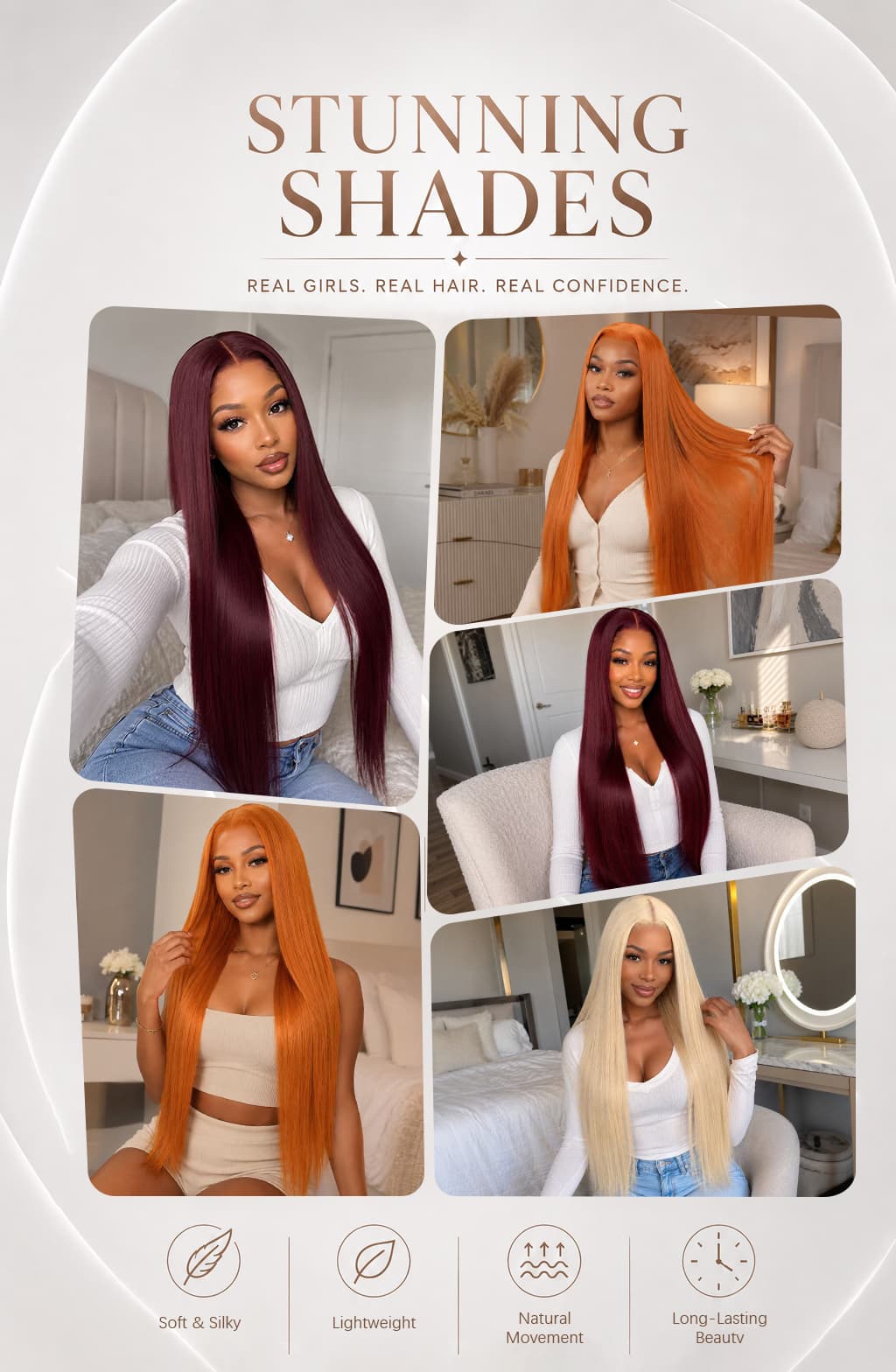 Wigaga Glueless 13x4 HD Lace Front Wig, 36 Inch Long Straight Synthetic Wig for Women, Middle Part Lace Wigs with Pre-Plucked Natural Hairline and Baby Hair, 200% Density Soft Lightweight Heat Resistant Fiber