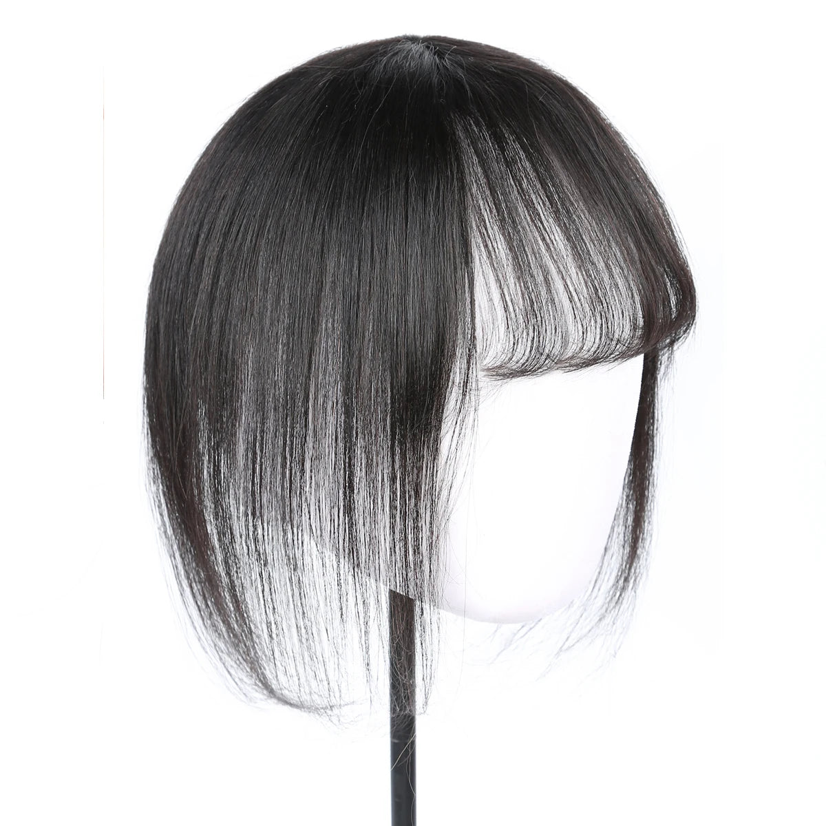 Straight Human Hair Topper With Bangs for Women with Thinning Hair Middle Part Natural Black