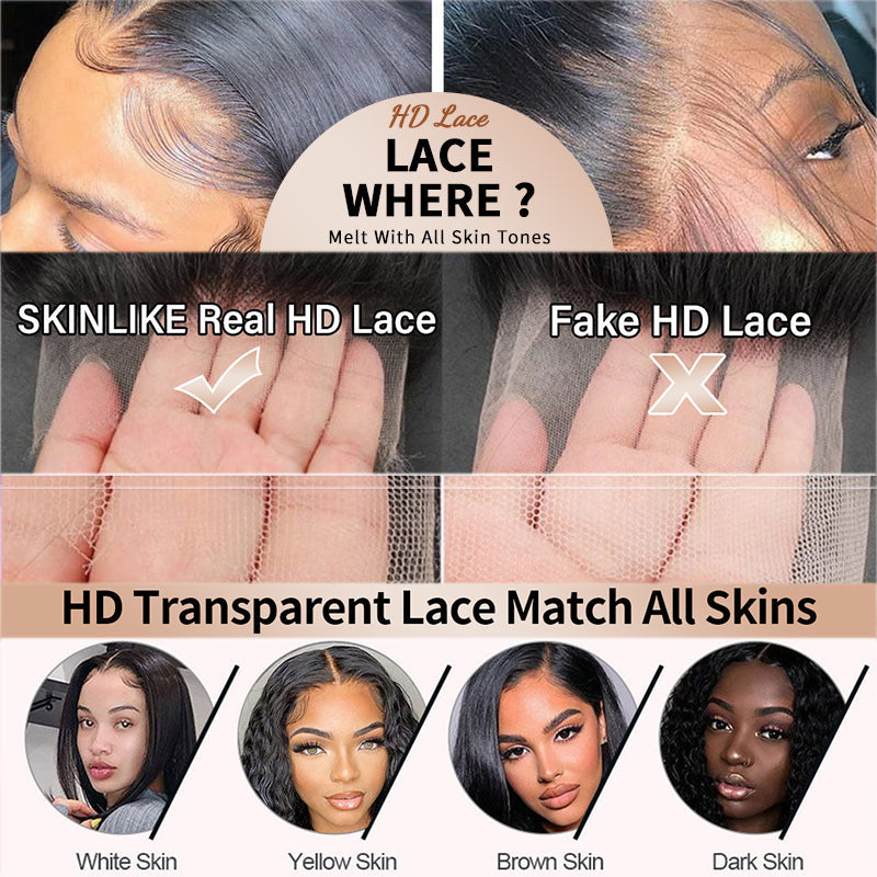 Wesface Body Wave 13x6 Lace Front Wig Natural Black Human Hair Wig