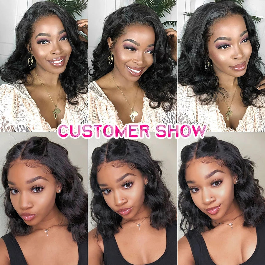 Wesface Body Wave Bob Wig Natural Black Human Hair Wig