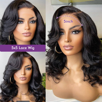 Wesface Body Wave Bob Wig Natural Black Human Hair Wig