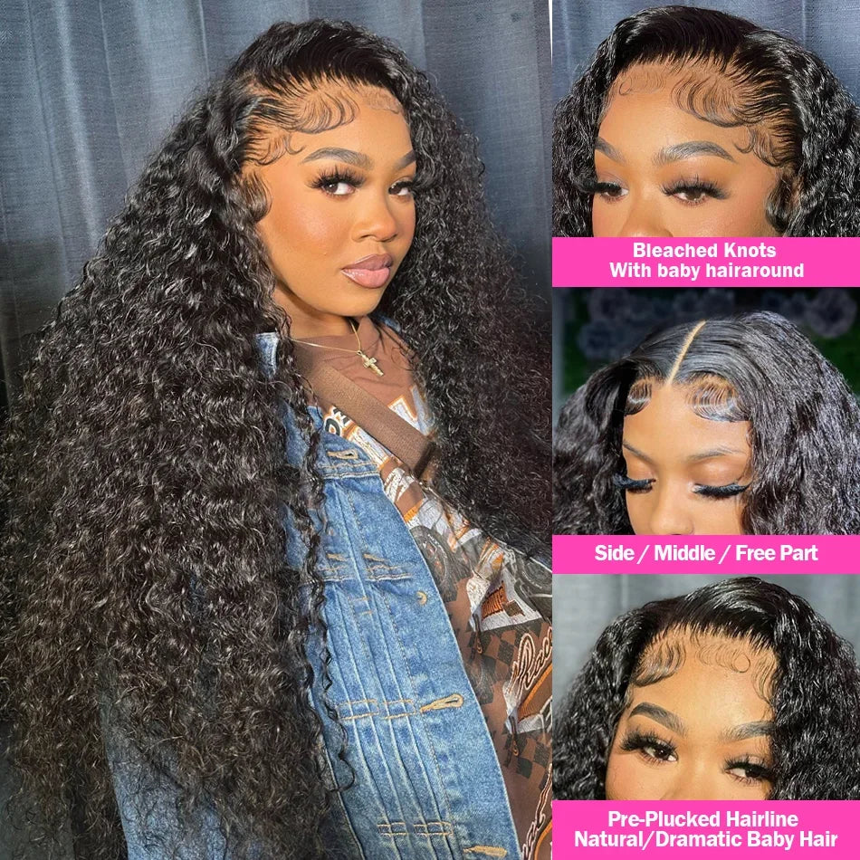 Wesface Curly 13x6 HD Lace Front Wig Natural Black Human Hair Wig