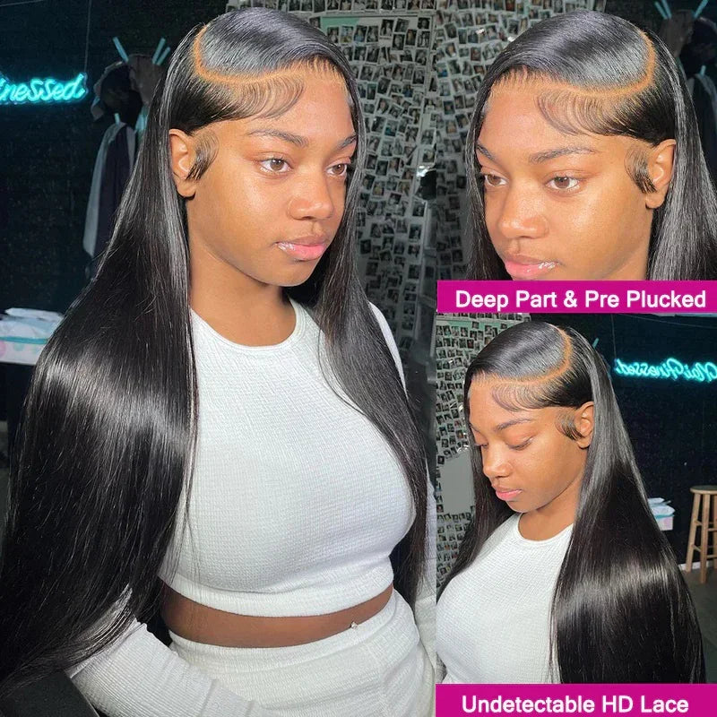 Straight Human Hair Lace Frontal Wig for Women Pre Plucked Brazilian Hair 13X4 Transparent Lace Frontal Wig with Baby Hair