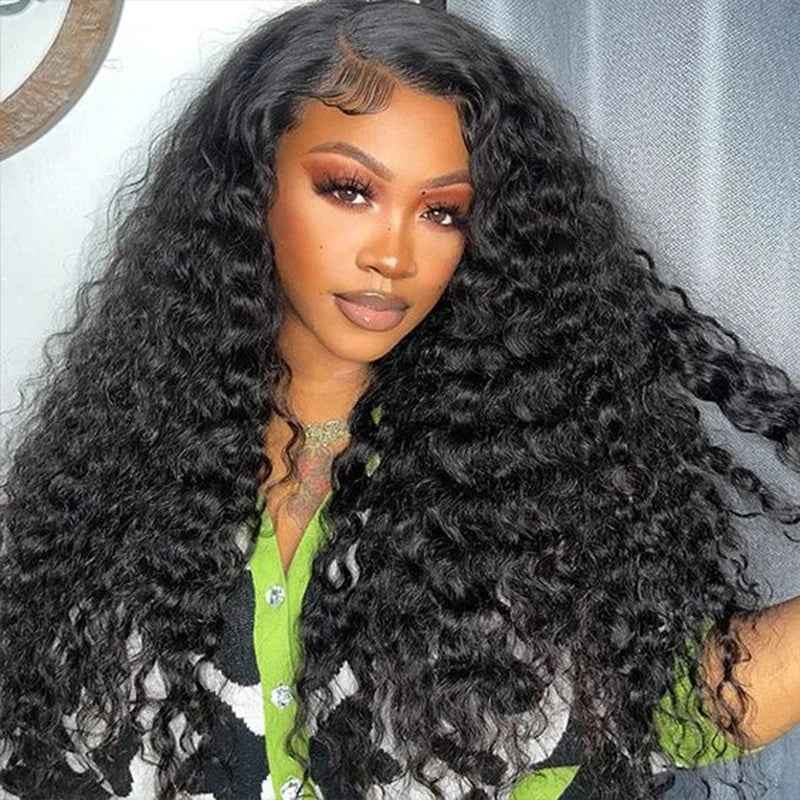 Wesface Curly 13x6 HD Lace Front Wig Natural Black Human Hair Wig