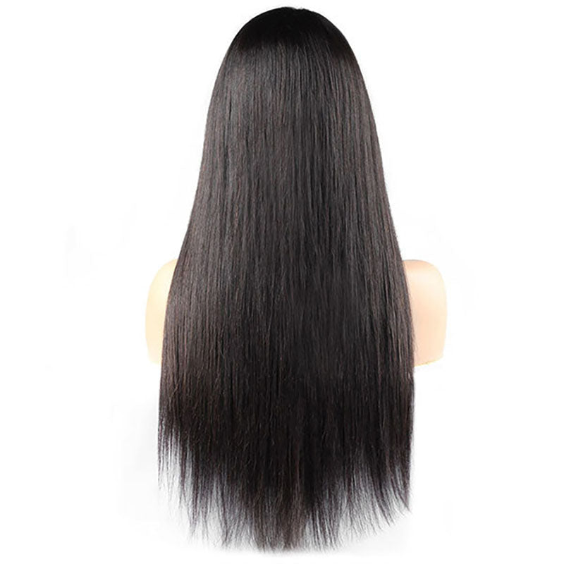 6x6 Lace Closure Straight 180% Density Human Hair Natural Black Wigs