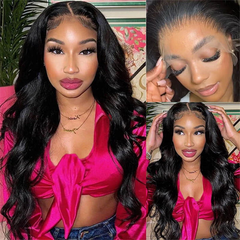 Wesface Body Wave 13x4 HD Lace Front Wig Natural Black Human Hair Wig