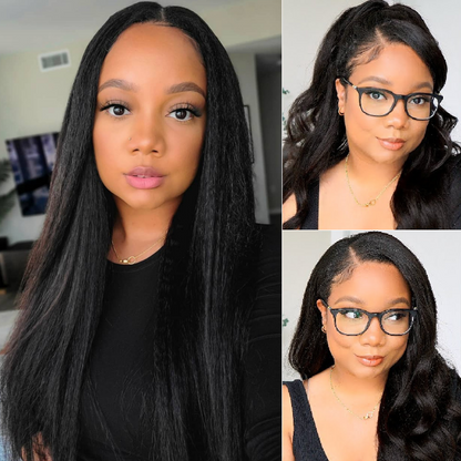 Wesface Kinky Straight 13x6 Lace Front Wig Natural Black Human Hair Wig