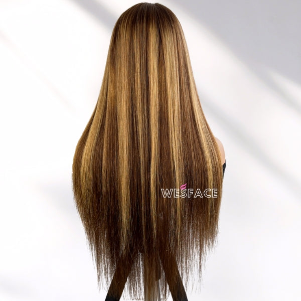 Flash Sale Wesface P4/27 Highlight Color Straight Pre Plucked Glueless Wig 180% Density Human Hair