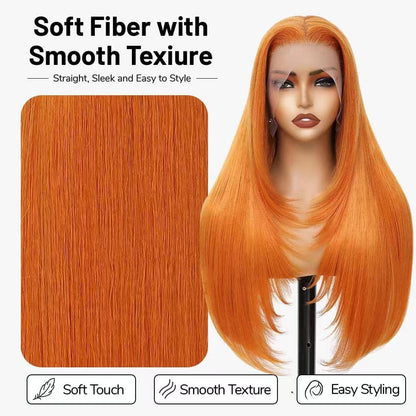 Synthetic Lace Front Wig 13x4 HD Lace Layered Hairstyle Pre Plucked Hairline Straight Long Black Glueless Wigs for Black Women 26 Inch Beginner Friendly