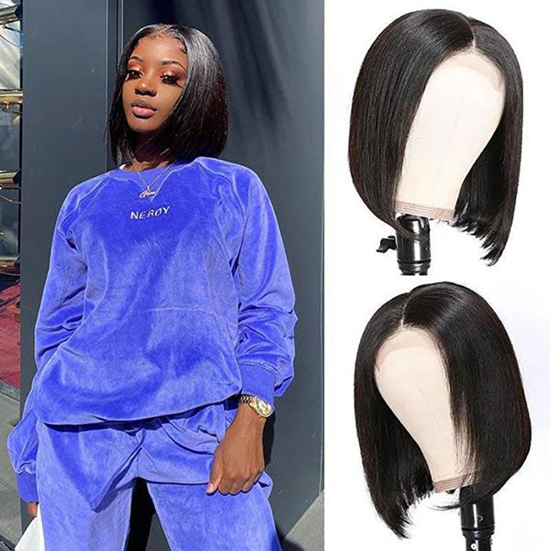 Flash Sale Straight Bob 4x4 &amp; 13x4 Lace Natural Black Human Hair Lace Front Wigs Wesface Wigs