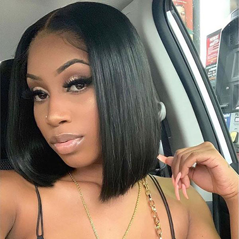 Flash Sale Straight Bob 4x4 &amp; 13x4 Lace Natural Black Human Hair Lace Front Wigs Wesface Wigs