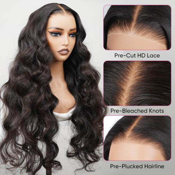 Wesface Body Wave Wig 5x5 HD Pré-cortado Pronto para usar Perucas de cabelo humano sem cola para mulheres