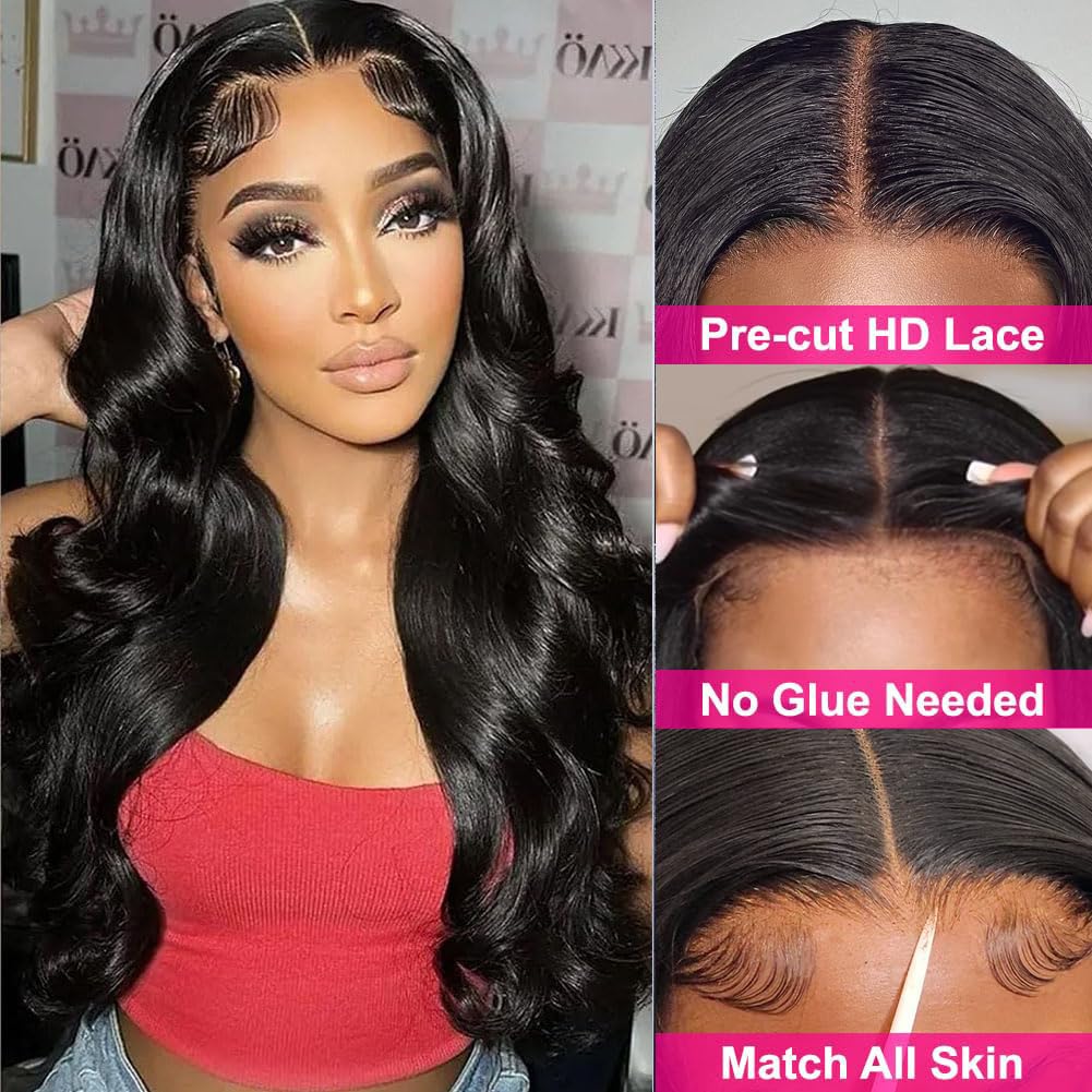 Wesface Glueless Body Wave 6x6 HD Pré-cortado Pronto para usar Perucas de cabelo humano sem cola para mulheres