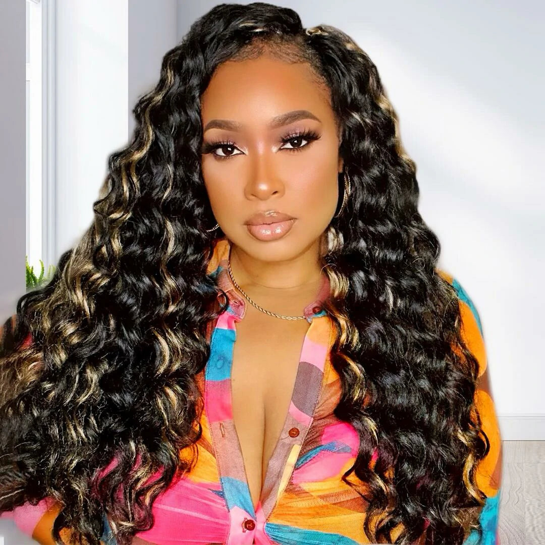 Wesface Bouncy Curls P1B/27 Pre-Cut Lace Breathable Cap-Air Wig For Black Women 180% Density