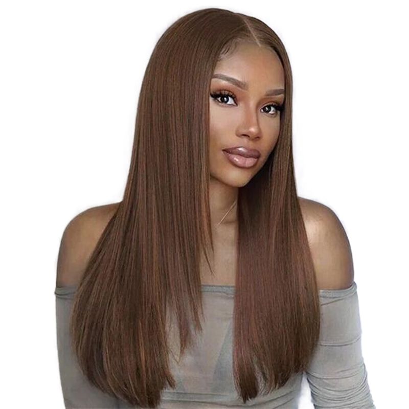 Wesface Glueless Dark Brown Straight Wig 5x7 HD Pre-Cut Ready To Go Glueless Human Hair Wigs For Women