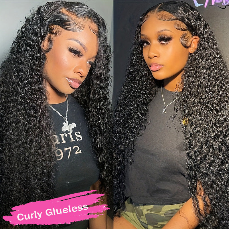 Flash Sale Curly Glueless Wig 5x5 &amp; 4x6 Pre Cut HD Lace Natual Black Human Hair Wesface Wigs
