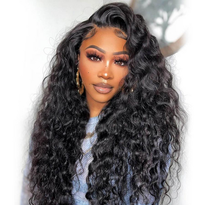 Wesface Wigs Lace Closure Wig Deep Wave 4x4 Lace Closure Wigs Human Hair For Women 180% Density 100% Virgin Human Hair Free Part 4x4 Deep Curly Closure Wig Pre Plucked Realistic Looking