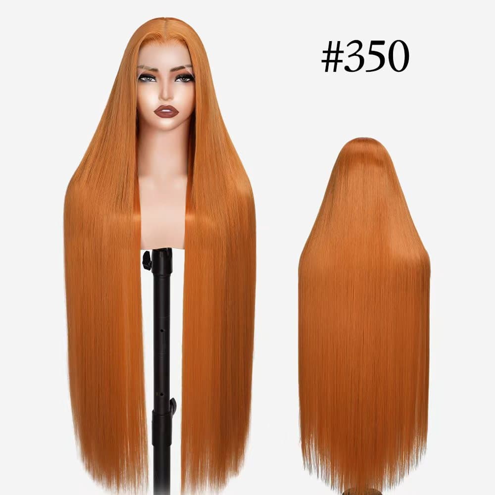 Wigaga Glueless 13x4 HD Lace Front Wig, 36 Inch Long Straight Synthetic Wig for Women, Middle Part Lace Wigs with Pre-Plucked Natural Hairline and Baby Hair, 200% Density Soft Lightweight Heat Resistant Fiber