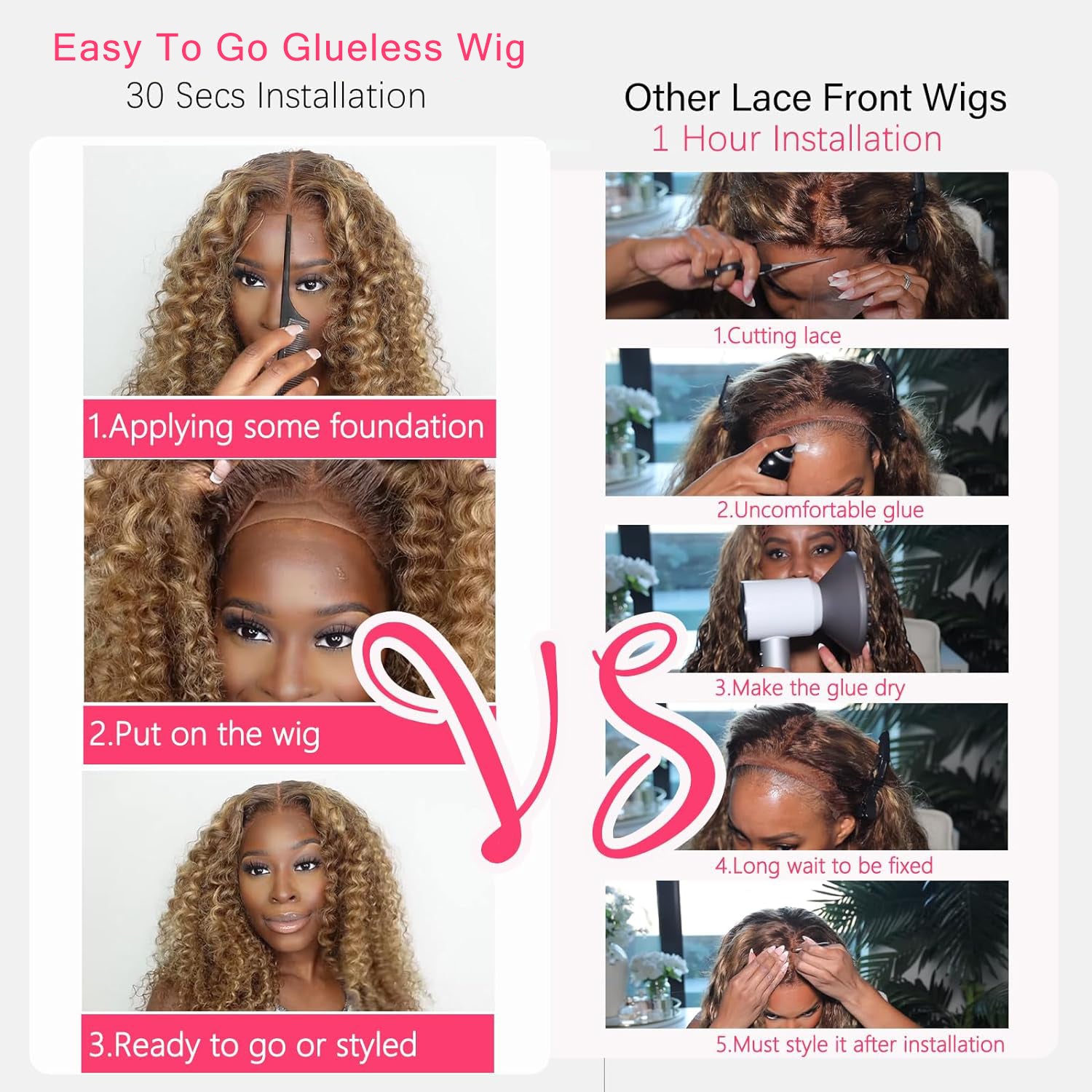 Easy to Go Glueless Wig Pre Cut P4/27 Honey Blonde Wig Human Hair 6x4 HD Lace Closure Wigs Human Hair 180% Density