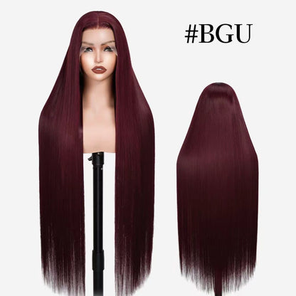 Wigaga Glueless 13x4 HD Lace Front Wig, 36 Inch Long Straight Synthetic Wig for Women, Middle Part Lace Wigs with Pre-Plucked Natural Hairline and Baby Hair, 200% Density Soft Lightweight Heat Resistant Fiber
