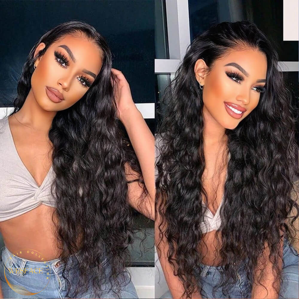 Wesface Loose Deep Wave 13x6 HD Lace Front Wig Natural Black Human Hair Wig