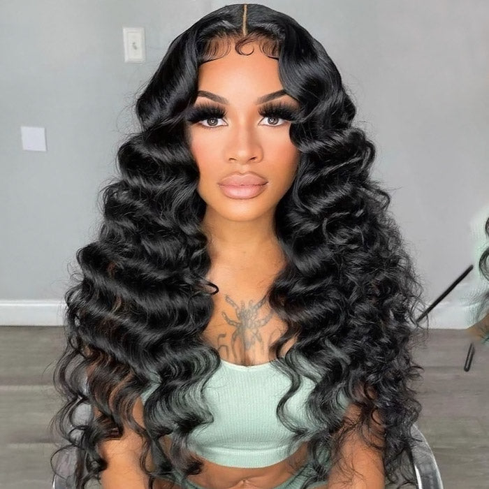 Wesface Loose Deep Wave 5x5 Lace Closure Wig Natural Black Human Hair Wig