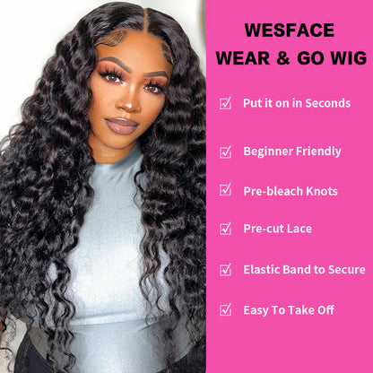 Pre Cut HD Lace Wear Go Glueless Loose Deep Wave Wig - Wesface Wigs