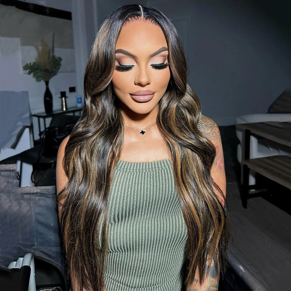 Wesface P1b/27 Body Wave Glueless Wigs Human Hair Pre Plucked 5x7 HD Transparent Lace Front Wigs