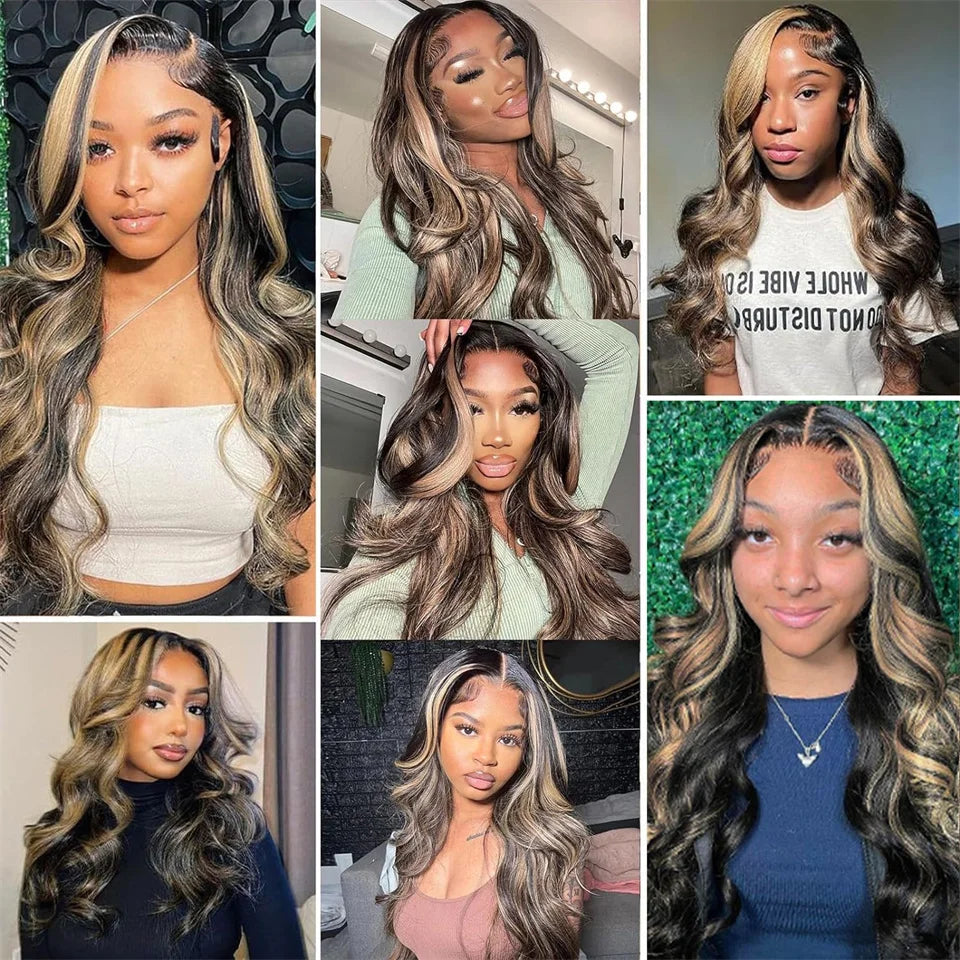 Wesface P1b/27 Body Wave Glueless Wigs Human Hair Pre Plucked 5x7 HD Transparent Lace Front Wigs