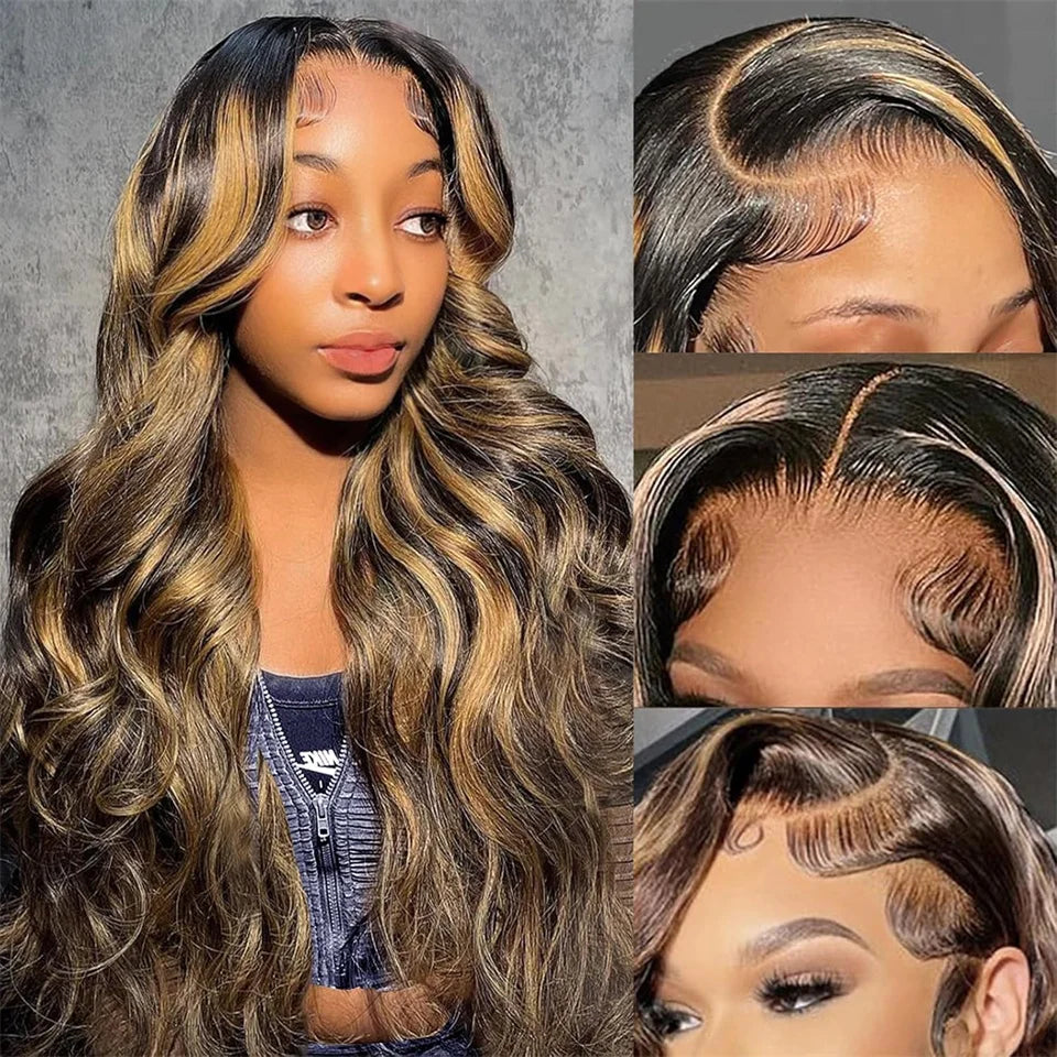 Wesface P1b/27 Body Wave Glueless Wigs Human Hair Pre Plucked 5x7 HD Transparent Lace Front Wigs