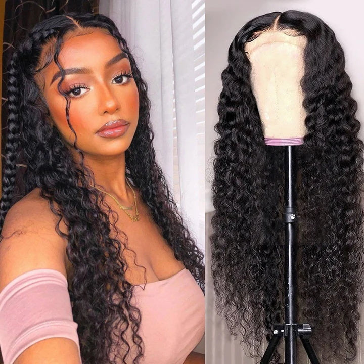 Pay 1 Get 2 Curly Natural Black 4x4 Lace Wig+P4/27 Color 4x4 Lace Bob Wig 180% Density