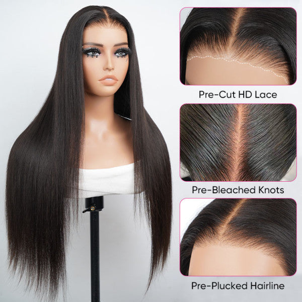 Wesface Straight Wig 5x7 HD Pré-cortado Pronto para usar Perucas de cabelo humano sem cola para mulheres