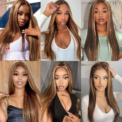 Wesface Highlight P4/27 Color 13x4 Lace Front Straight Human Hair Wig