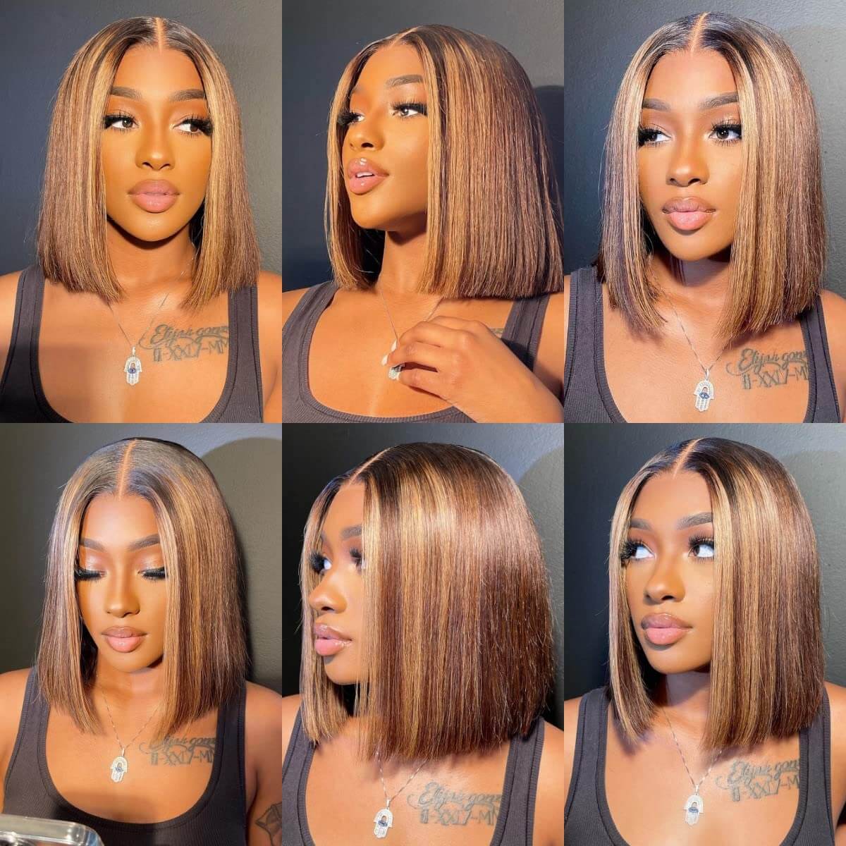 Flash Sale Wesface P4/27 Bob Style Highlights Color Bob Straight Human Hair Wigs 180% Density