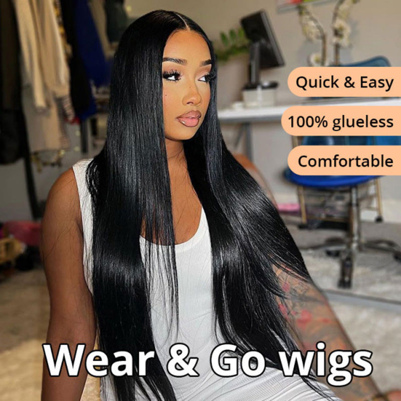 Wesface Ready to Wear Go Glueless Wig Straight 5x5 HD Lace Frontal Wig Human Hair Bob Wig 6x4 Transparent HD Lace Front Closure Wig