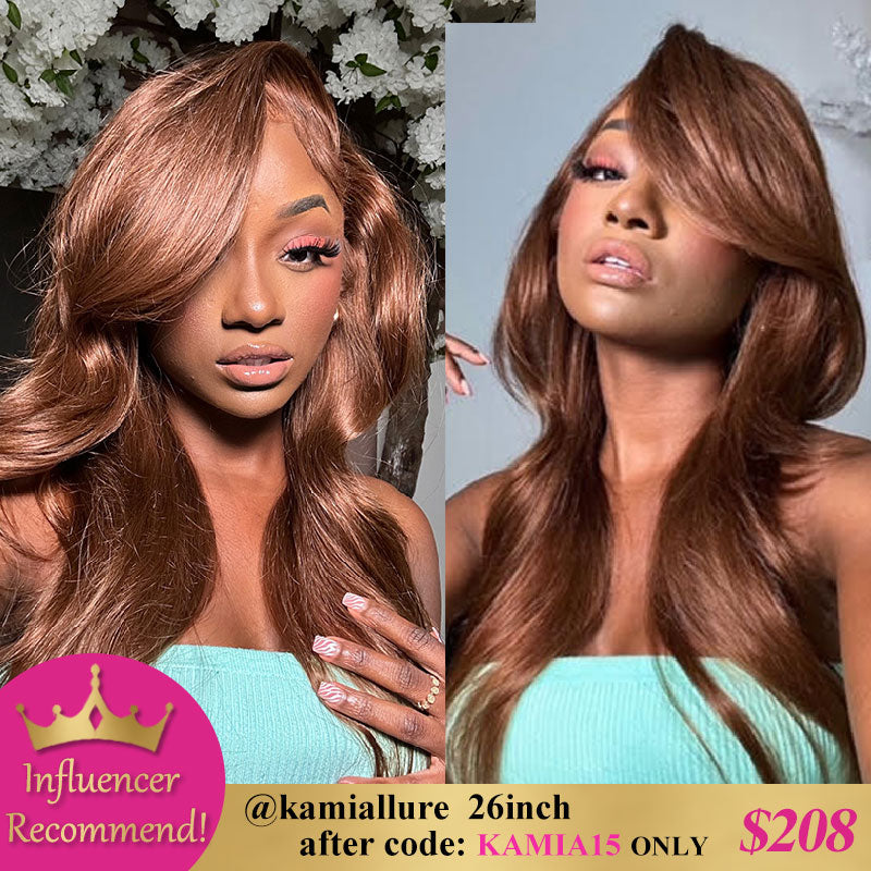 Chocolate Brown Body Wave Human Hair Wig 13x4 Lace Front Wig Pre-plucked For Women 