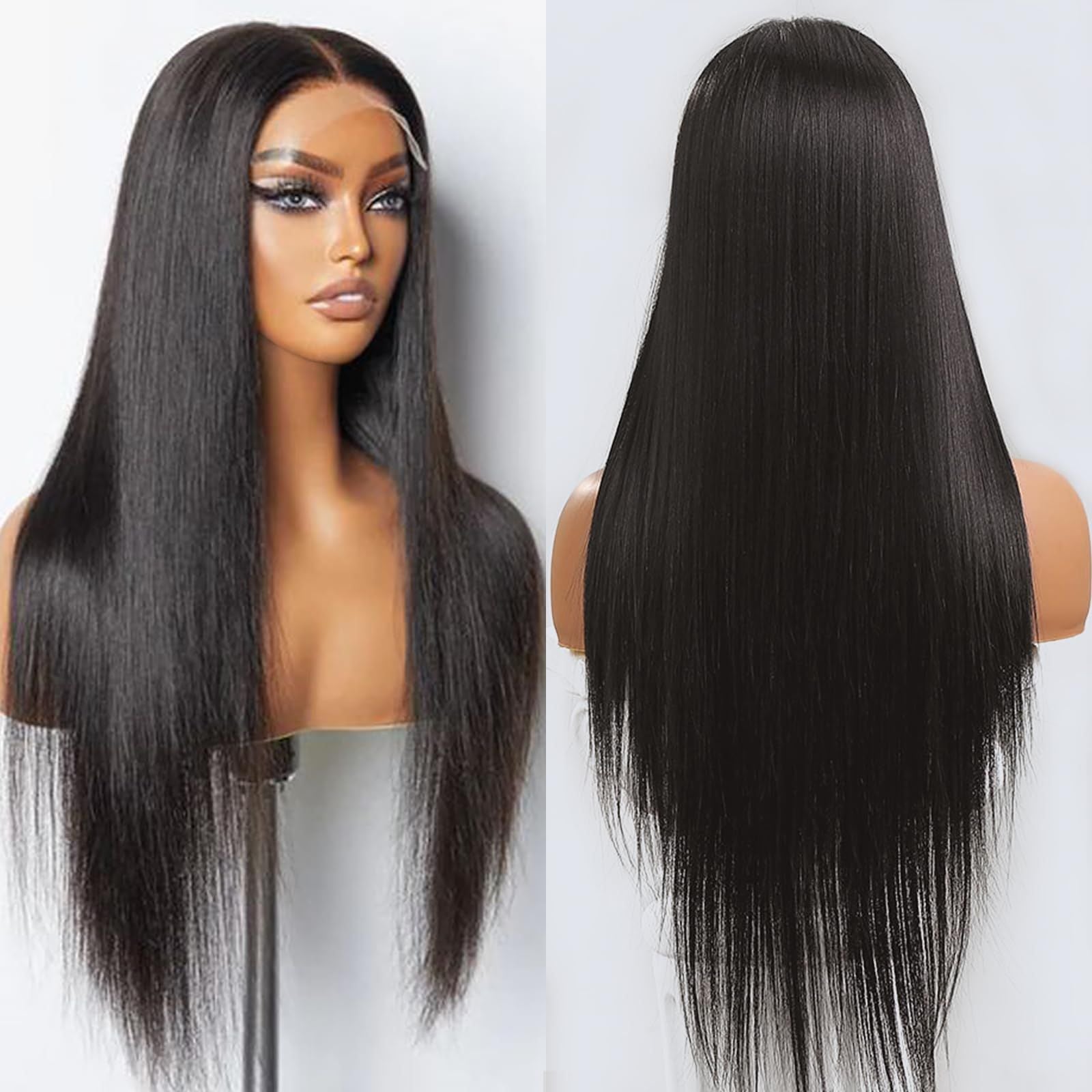 Flash Sale 6x6 Lace Closure Straight 180% Density Human Hair Natural Black Wigs