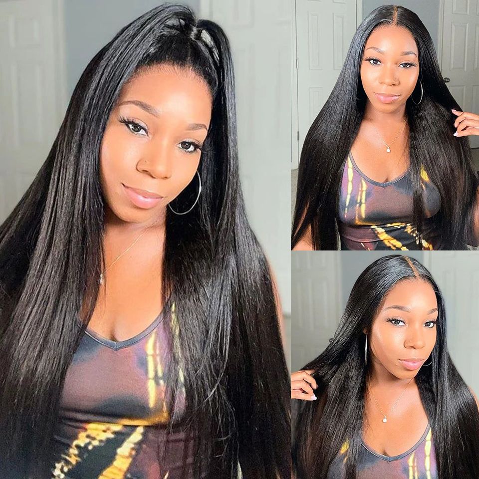 Flash Sale 6x6 Lace Closure Straight 180% Density Human Hair Natural Black Wigs