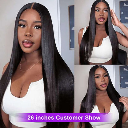 Flash Sale 6x6 Lace Closure Straight 180% Density Human Hair Natural Black Wigs