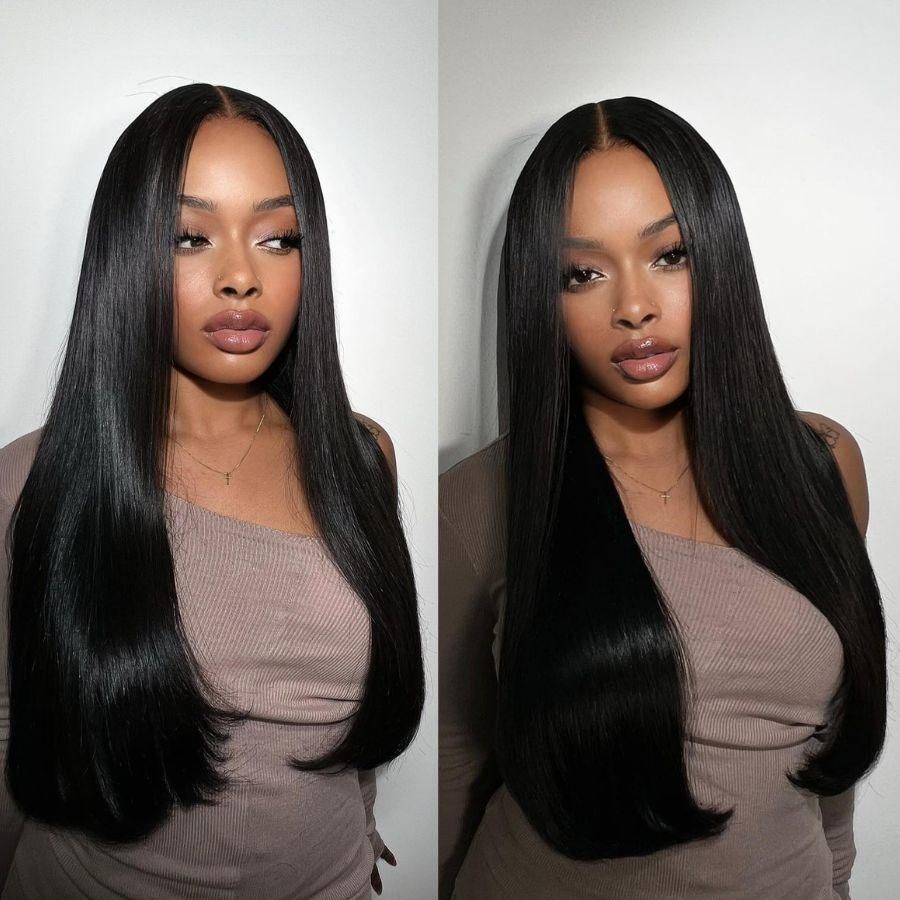 Venda Flash 6x6 Lace Closure Straight 180% Densidade Cabelo Humano Natural Perucas Pretas 