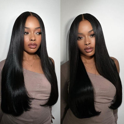 Flash Sale 6x6 Lace Closure Straight 180% Density Human Hair Natural Black Wigs