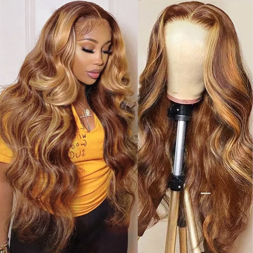 Flash Sale Wesface Highlight Body Wave 13x1 T Part Lace Wig /13x4 Lace Front Wig Honey Blonde Wigs