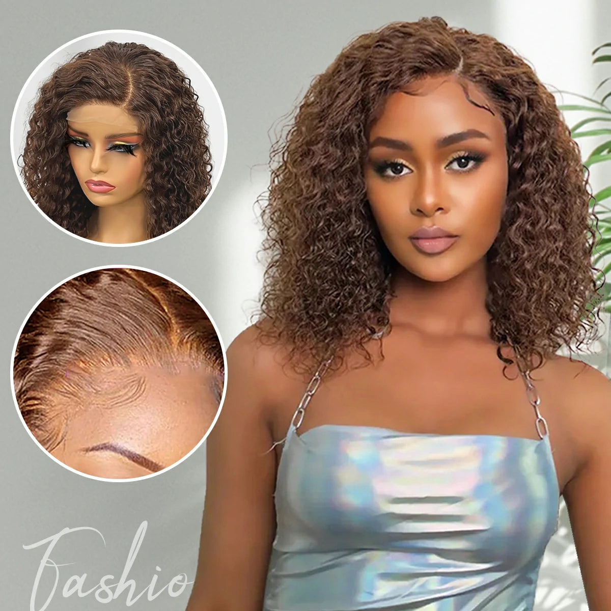 Wesface Chocolate Brown Short Curly 13x4 Lace Front Wigs Pre pluncked for Black Women Glueless Brazilian Human Virgin Hair