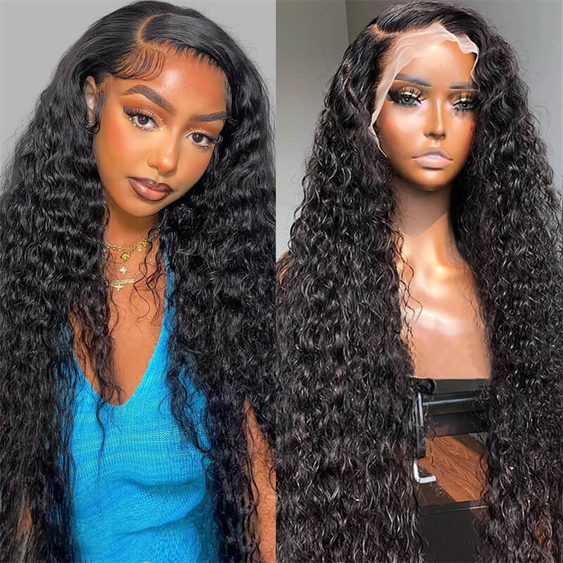 Wesface Deep Wave 13x6 HD Lace Front Wig Natural Black Human Hair Wig