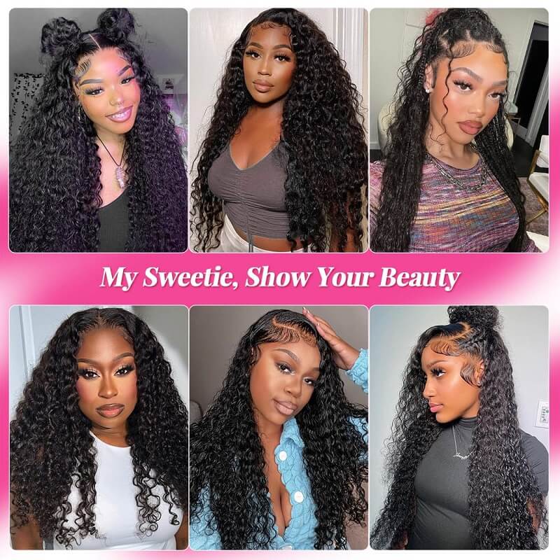 Wesface Deep Wave 13x6 HD Lace Front Wig Natural Black Human Hair Wig