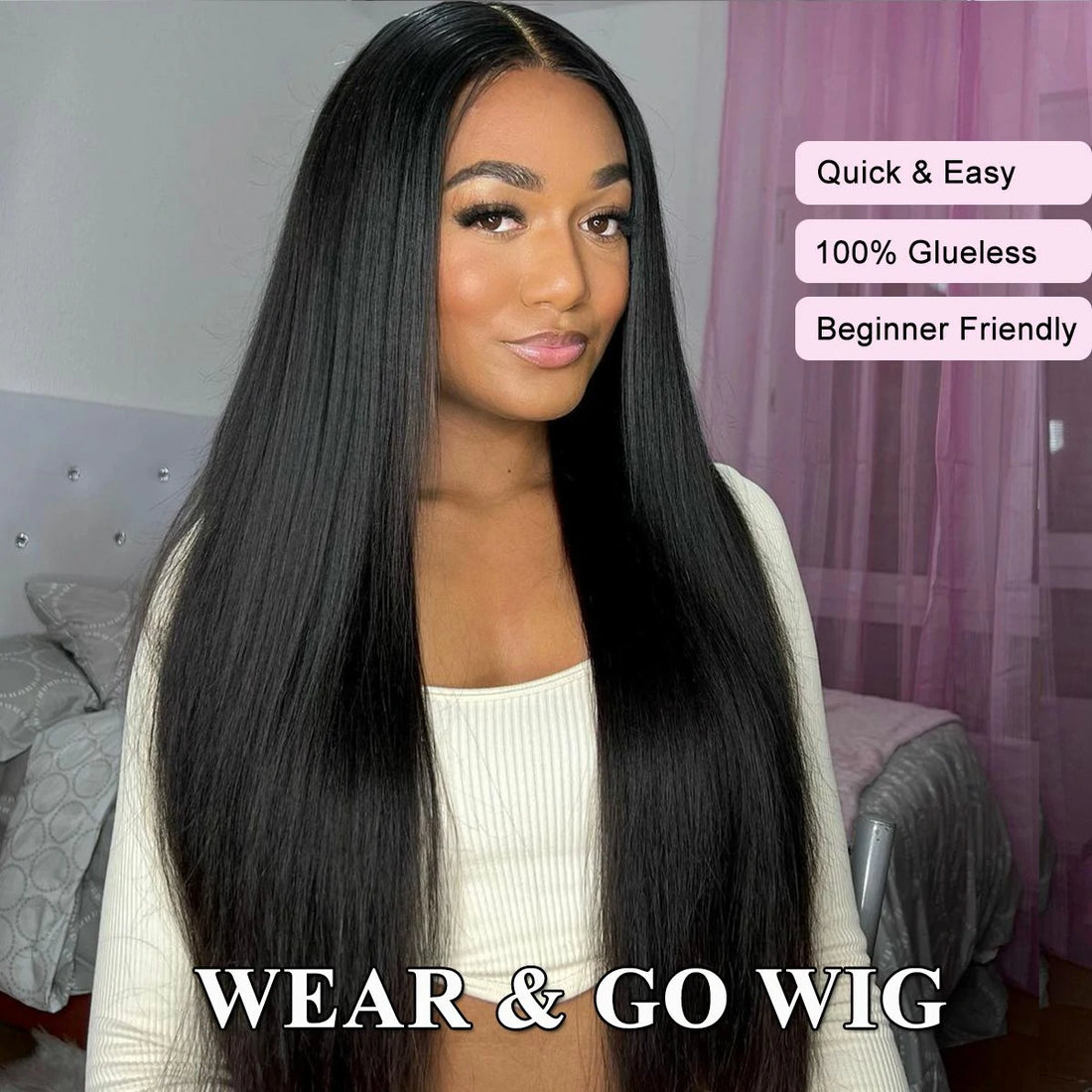 Wesface Wear &amp; Go 4x4 / 6x4.5 Pre-Cut Lace Straight Glueless Breathable Cap-Air Wig-mcap weargo wig